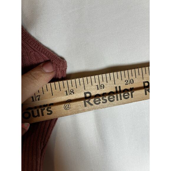 7 For All Mankind Sweetheart Rib Top M Soft berry Stretch Minimalist Chic - Picture 9 of 10